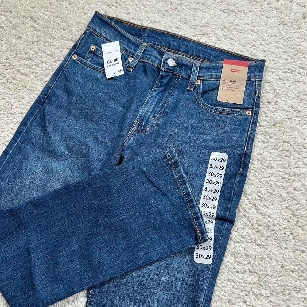 Levi's 511 Slim Jeans 30x29 Blue Stretch Denim New with Tags NWT